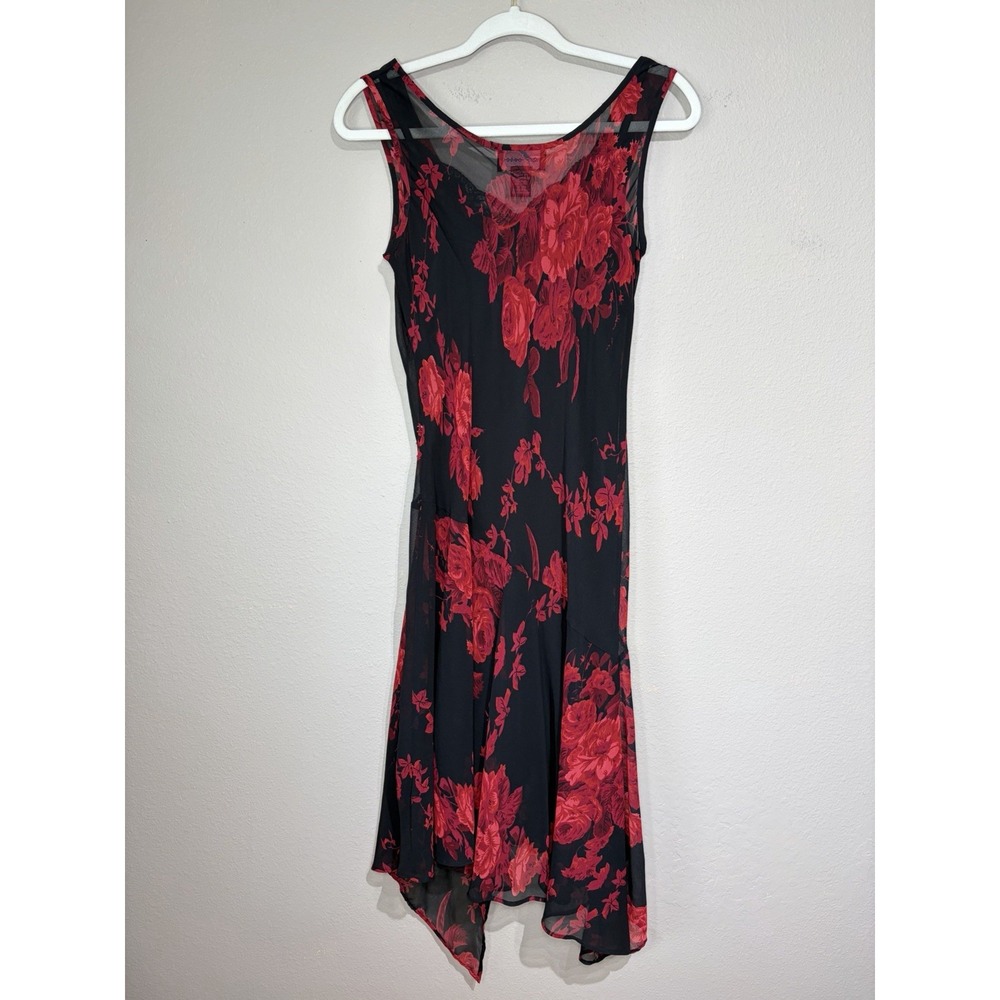 Y2K Connected Floral Fairy Grunge Cowl Neck Handkerchief Hem Dress S Whimsigoth - Picture 4 of 13